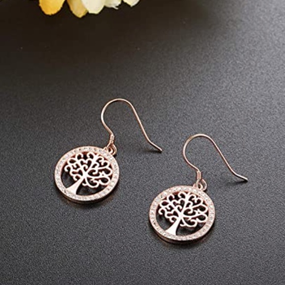 Sterling Silver Tree Dangle Earrings - Picture 2 of 4